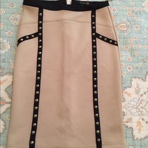 Tan and black skirt with gold studs